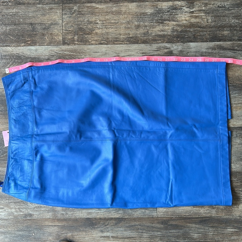 Genuine Blue Leather Pencil Skirt - Picture 8 of 8